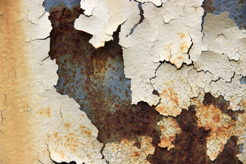 Damaged and rusty iron surfaces or walls.