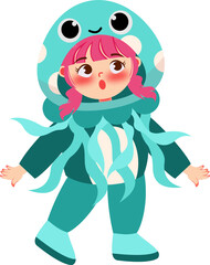 Illustration of Children Characters Wearing Sea Animal Costumes