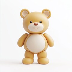 teddy bear, 3d style imitation, cartoon icon, white background