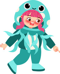 Illustration of Children Characters Wearing Sea Animal Costumes
