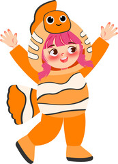 Illustration of Children Characters Wearing Sea Animal Costumes