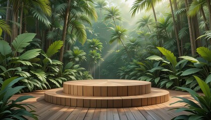 Wooden Platform in Tropical Forest