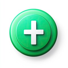 Fototapeta premium Green plus button on white background