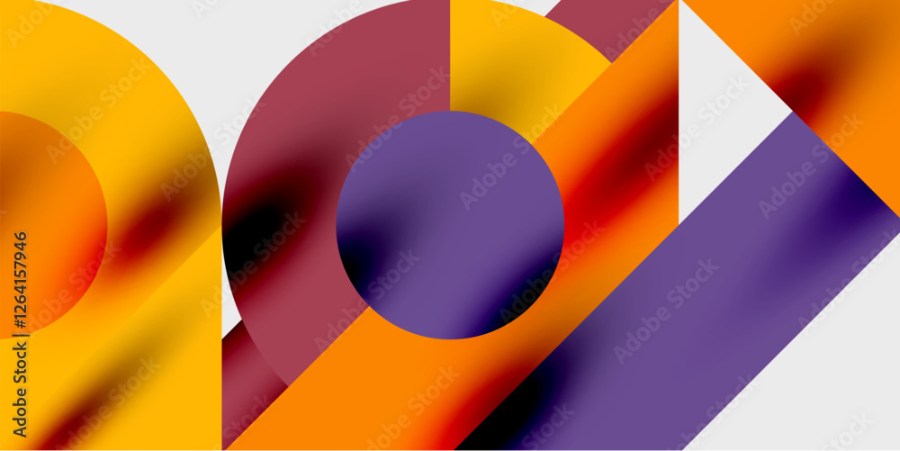 Aufkleber Modern abstract background featuring circles, lines, and triangles in a dynamic geometric composition. Perfect for stylish, tech, or creative-themed designs