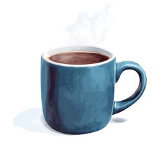 Steaming Cup of Coffee in a Teal Mug - Artistic Digital Painting