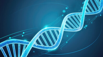 Futuristic DNA Double Helix with Circuitry Background