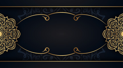 luxury black background, with gold mandala