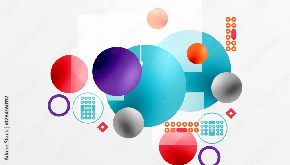Aufkleber minimalistic abstract vector design, layered geometric shapes circles, squares, and triangles with s