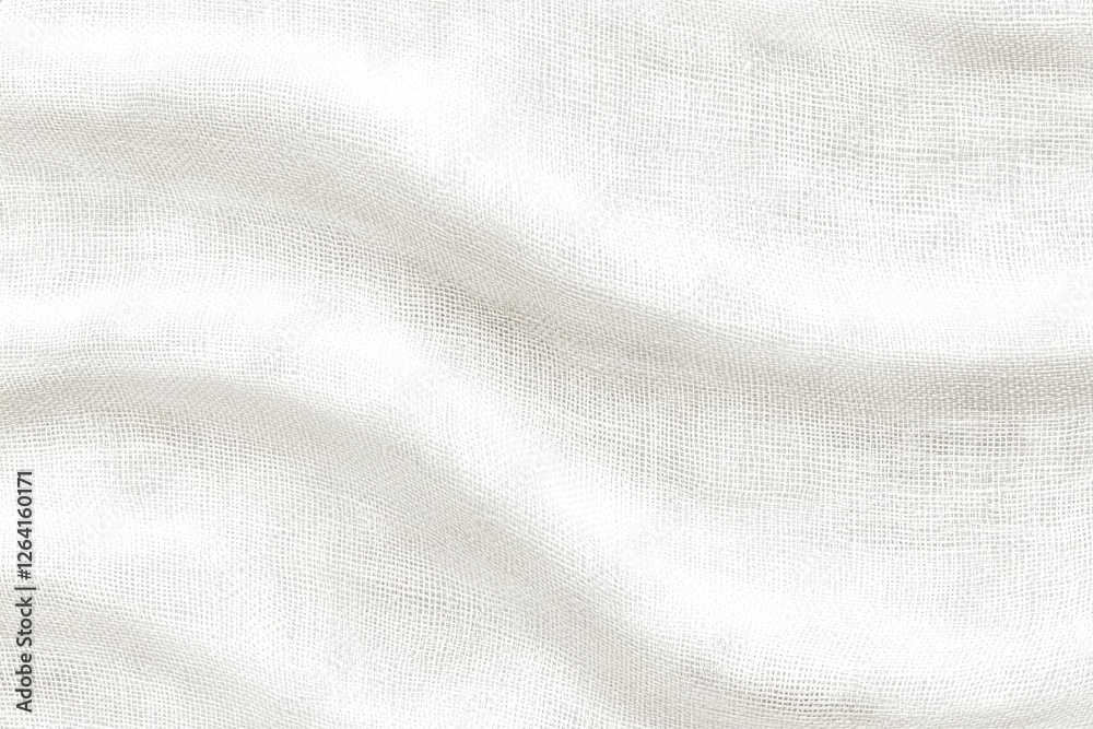 Wall mural textured white fabric background with soft wavy patterns