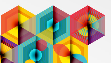 Hexagons, diamonds pattern. Geometric repeating hexagon background