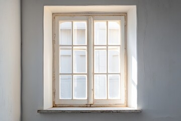 White framed window with multiple panes allowing light inside