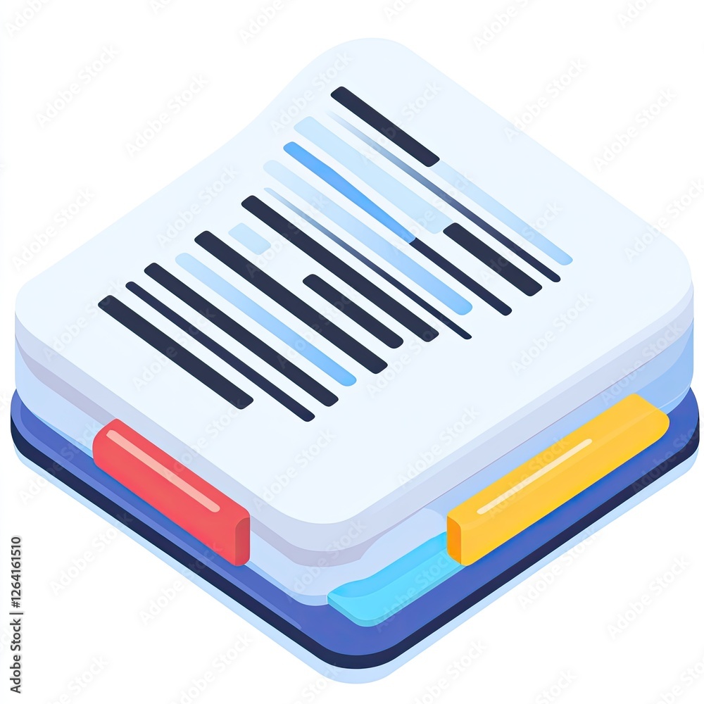 Aufkleber Isometric document with data bars and colored elements