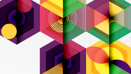 Hexagons, diamonds pattern. Geometric repeating hexagon background