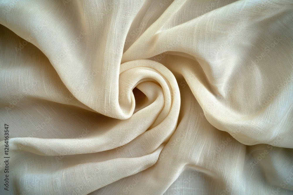 Wall mural soft beige fabric with textured pattern in elegant swirl design
