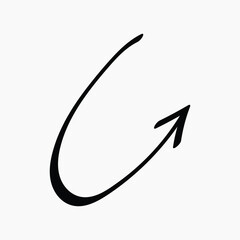 Curved arrow indicating downward direction illustration vector