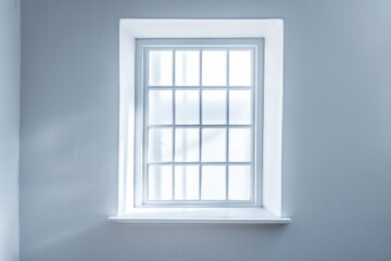 Fototapeta premium Interior shows a grid patterned window surrounded by plain walls