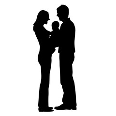 Silhouette of a Loving Couple Gently Holding Their Newborn Baby in Their Arms, Creating a Heartwarming Family Moment – Professions in Parenthood, Healthcare, and Family Support
