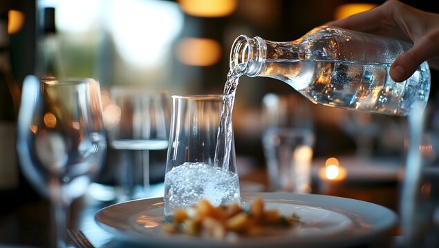 Pouring Water, Restaurant, Table Setting, Ice
