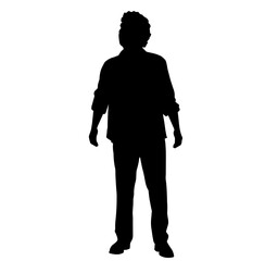 Silhouette of an Actor Standing Upright in Pants, a Long-Sleeved Shirt, Arms Relaxed by the Sides. Stage Presence, Drama,Gesture, Public Speaking, Professionalism, Performance, Character, Emotion, Act