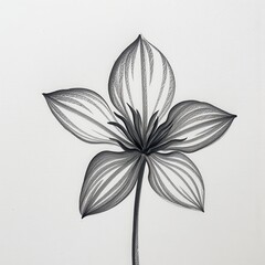 Obraz premium Detailed Black & White Flower Drawing on Pure White Background Perfect for Isolation. A black and white drawing of a flower.