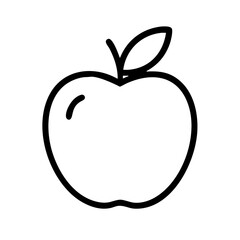 Outline of an Apple with a Single Leaf on Top, Drawn in Black Lines on a White Background – Minimalist, Organic, Fresh, Healthy, Simple, Clean, Natural, Clean Eating, Symbolism, Balance, Dietary, 
