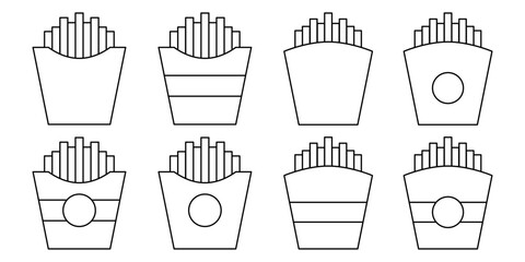 French Fries Icon Set. Vector Linear Illustration of French Fries. French Fries Symbol. French Fries Vector Icon in line style design.