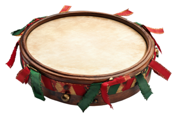 Traditional hand drum playing cultural festival music event outdoor isolated on transparent background
