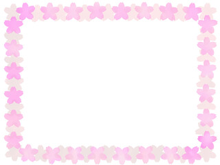 ピンクの桜の花のシンプルなフレーム枠のイラスト