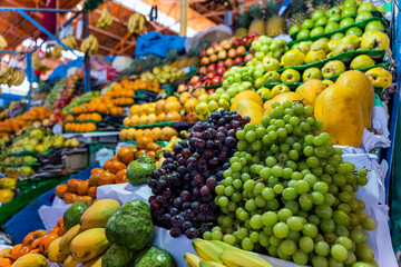 Fruit section in the traditional market of San Camilo Arequipa Peru