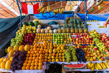 Fruit section in the traditional market of San Camilo Arequipa Peru