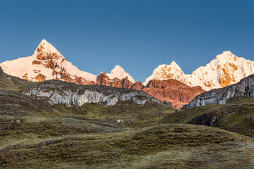 snowy mountains in the cordillera in the andes of Peru