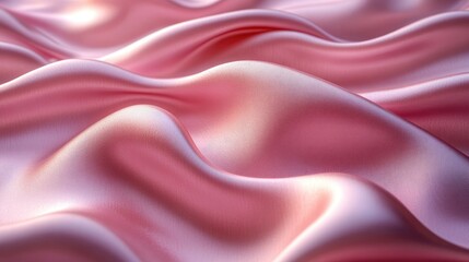 Obraz premium Soft pink fabric waves gently undulating, creating a serene and elegant texture in a tranquil setting