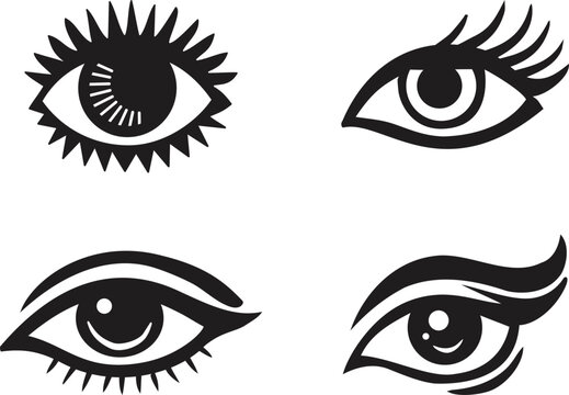 vector set of eyes silhouette