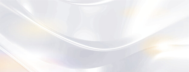 A smooth, flowing white background with a silky texture. The white background features subtle waves and a glossy finish. Gradient wave background vector. Pastel background.