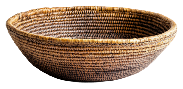 Handwoven wicker bowl artisan workshop decorative isolated on transparent background