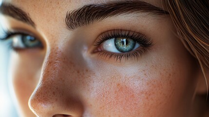 Fototapeta premium Close up of a womans eye and freckles
