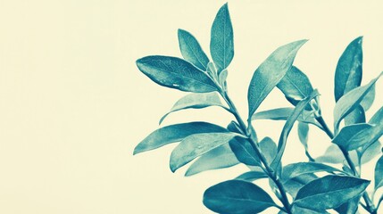 Green leaves against a soft pastel background, creating a serene and calming atmosphere