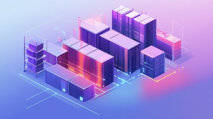 Obraz premium Automated supply chain system with predictive analytics, intelligent logistics. 