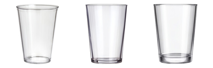 Clear Plastic Drinking Cups with Smooth Design Isolated on transparent background