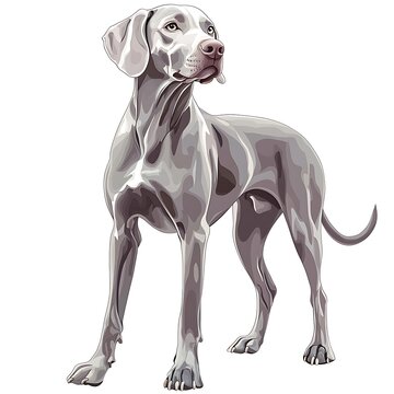 Majestic Weimaraner Dog Breed, Elegant Silver Coat, Standing Pose.