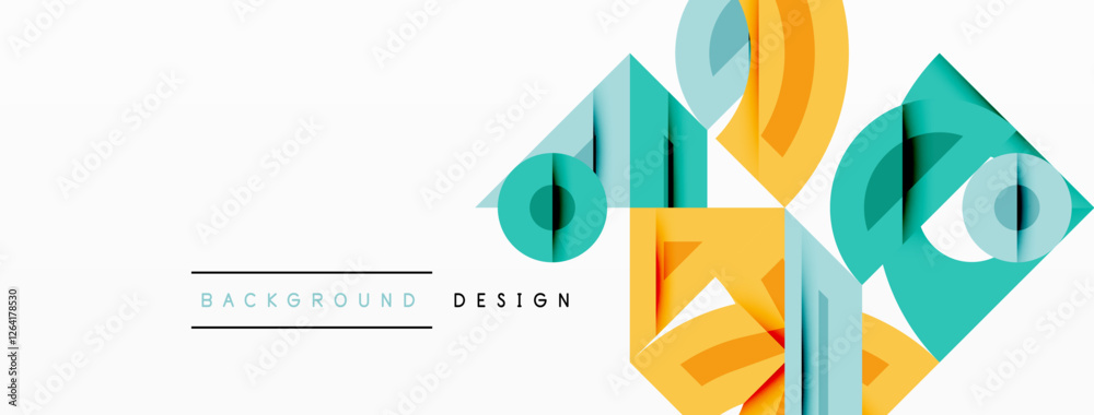 Aufkleber Abstract geometric background with shapes, featuring circular and rounded elements. Bold contrast, smooth gradients, dynamic composition, futuristic style