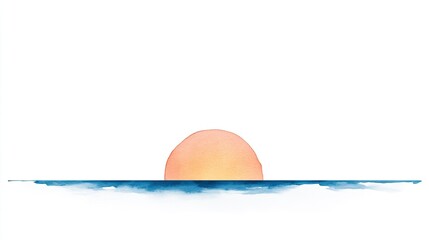Serene watercolor sunset over calm ocean with soft waves and gentle colors in the sky