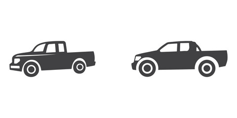 Professional Pickup Truck Icons Silhouette Vector Illustration