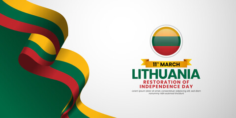 Lithuania Flag for restoration of independence day banner, greeting card background with blank space area