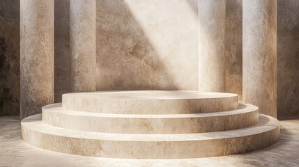 Create a 3D Aesthetic Mosaic Podium Background with Elegant Stone Texture