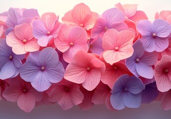 Obraz premium Close-up of Delicate Pink and Purple Hydrangeas