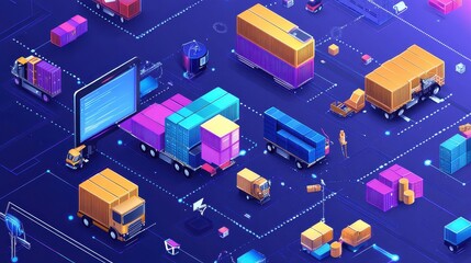 Fototapeta premium Blockchain-based logistics network, secure and transparent e-commerce tracking. 