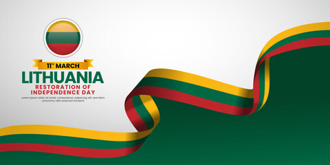 Lithuania Flag Ribbon for Independence Day Banner Background Template Design for greeting card