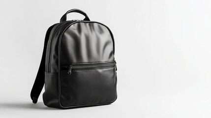 Fototapeta premium Stylish Black Backpack Featuring a Convenient Front Zipper Ideal for Casual Outings and Outdoor Adventures Perfect for Students Travelers or Daily Use in a Variety of Environments and Settings
