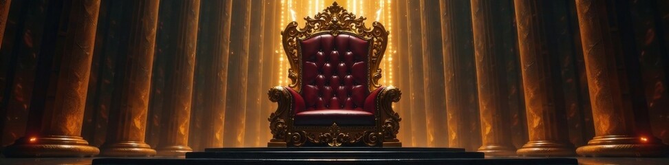 Royal gold and black design elements on a modern throne, royal, mystery, fantasy